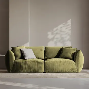 Canapea modulara 3 locuri, Chris-184, Micadoni Home, 220x100x80 cm, catifea, verde deschis imagine