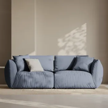 Canapea modulara 3 locuri, Chris-259, Micadoni Home, 220x100x80 cm, tesatura structurata chenille, albastru muted imagine