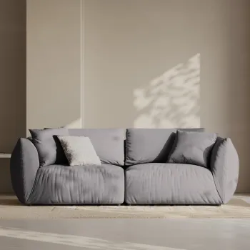 Canapea modulara 3 locuri, Chris-259, Micadoni Home, 220x100x80 cm, tesatura structurata chenille, gri beton imagine