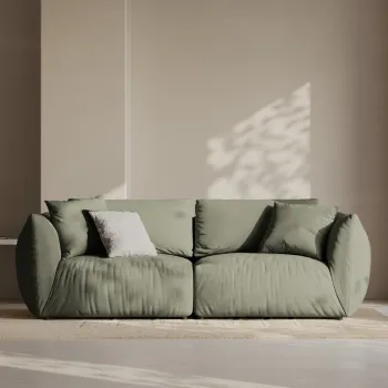 Canapea modulara 3 locuri, Chris-259, Micadoni Home, 220x100x80 cm, tesatura structurata chenille, verde deschis imagine