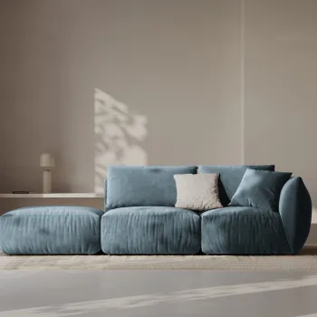 Canapea modulara 3 locuri cotiera dreapta, Chris-184, Micadoni Home, 315x100x80 cm, catifea, albastru pastel imagine