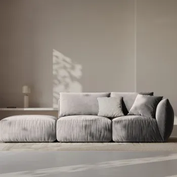 Canapea modulara 3 locuri cotiera dreapta, Chris-184, Micadoni Home, 315x100x80 cm, catifea, gri imagine