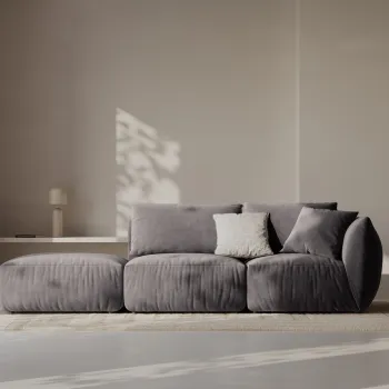 Canapea modulara 3 locuri cotiera dreapta, Chris-184, Micadoni Home, 315x100x80 cm, catifea, gri inchis imagine
