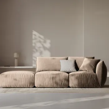 Canapea modulara 3 locuri cotiera dreapta, Chris-184, Micadoni Home, 315x100x80 cm, catifea, maro deschis imagine