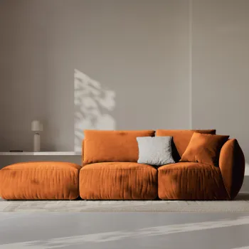 Canapea modulara 3 locuri cotiera dreapta, Chris-184, Micadoni Home, 315x100x80 cm, catifea, teracota imagine