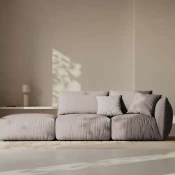 Canapea modulara 3 locuri cotiera dreapta, Chris-259, Micadoni Home, 315x100x80 cm, tesatura structurata chenille, bej sand imagine