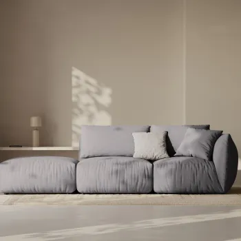 Canapea modulara 3 locuri cotiera dreapta, Chris-259, Micadoni Home, 315x100x80 cm, tesatura structurata chenille, gri beton imagine