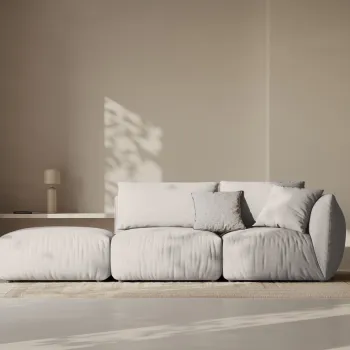 Canapea modulara 3 locuri cotiera dreapta, Chris-259, Micadoni Home, 315x100x80 cm, tesatura structurata chenille, natural imagine