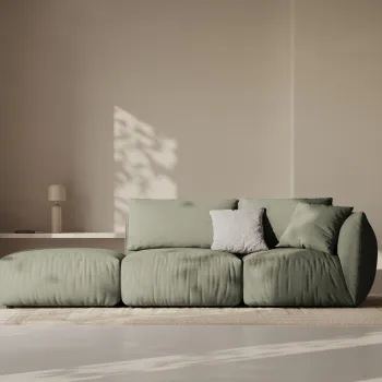 Canapea modulara 3 locuri cotiera dreapta, Chris-259, Micadoni Home, 315x100x80 cm, tesatura structurata chenille, verde deschis imagine