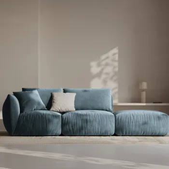 Canapea modulara 3 locuri cotiera stanga, Chris-184, Micadoni Home, 315x100x80 cm, catifea, albastru pastel imagine