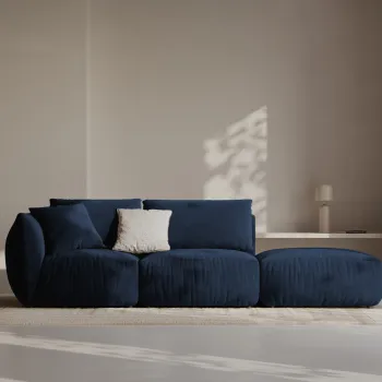 Canapea modulara 3 locuri cotiera stanga, Chris-184, Micadoni Home, 315x100x80 cm, catifea, albastru regal imagine