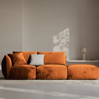 Canapea modulara 3 locuri cotiera stanga, Chris-184, Micadoni Home, 315x100x80 cm, catifea, teracota imagine