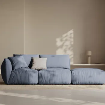 Canapea modulara 3 locuri cotiera stanga, Chris-259, Micadoni Home, 315x100x80 cm, tesatura structurata chenille, albastru muted imagine