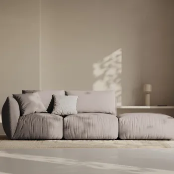 Canapea modulara 3 locuri cotiera stanga, Chris-259, Micadoni Home, 315x100x80 cm, tesatura structurata chenille, bej sand imagine