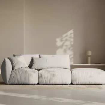 Canapea modulara 3 locuri cotiera stanga, Chris-259, Micadoni Home, 315x100x80 cm, tesatura structurata chenille, natural imagine