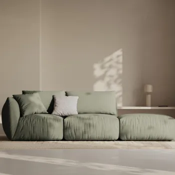 Canapea modulara 3 locuri cotiera stanga, Chris-259, Micadoni Home, 315x100x80 cm, tesatura structurata chenille, verde deschis imagine