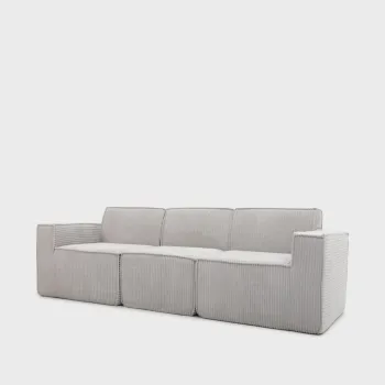 Canapea modulara 3 locuri Lykke, Homla, 263x88x73 cm, catifea din poliester, gri deschis imagine