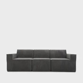 Canapea modulara 3 locuri Lykke, Homla, 263x88x73 cm, catifea din poliester, gri inchis imagine