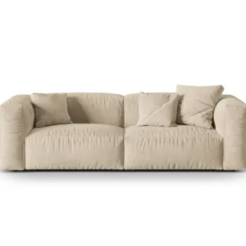 Canapea modulara 3 locuri, Martina-120, Micadoni Home, 240x106x75 cm, catifea, bej deschis imagine