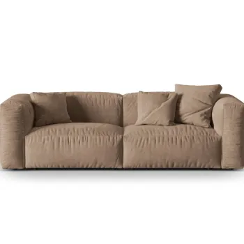 Canapea modulara 3 locuri, Martina-120, Micadoni Home, 240x106x75 cm, catifea, bej inchis imagine