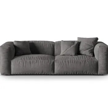 Canapea modulara 3 locuri, Martina-120, Micadoni Home, 240x106x75 cm, catifea, gri imagine