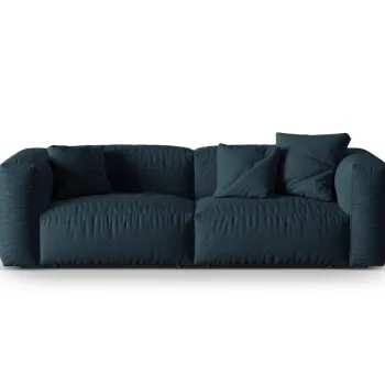 Canapea modulara 3 locuri, Martina-169, Micadoni Home, 240x106x75 cm, tesatura structurata catifelata, albastru jeans imagine