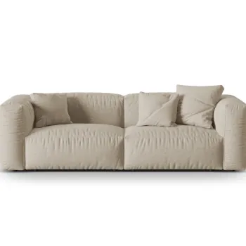 Canapea modulara 3 locuri, Martina-169, Micadoni Home, 240x106x75 cm, tesatura structurata catifelata, bej deschis imagine