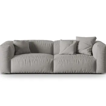 Canapea modulara 3 locuri, Martina-169, Micadoni Home, 240x106x75 cm, tesatura structurata catifelata, gri deschis imagine