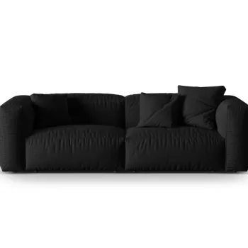 Canapea modulara 3 locuri, Martina-169, Micadoni Home, 240x106x75 cm, tesatura structurata catifelata, negru imagine