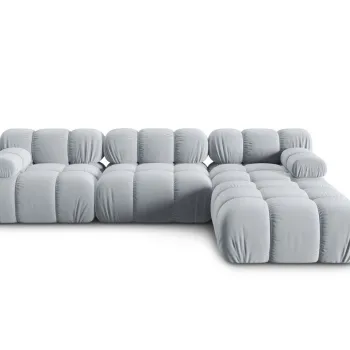 Canapea modulara 4 locuri, Bellis-51, Micadoni Home, 282x188x70 cm, catifea, albastru deschis imagine