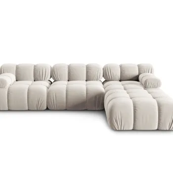Canapea modulara 4 locuri, Bellis-51, Micadoni Home, 282x188x70 cm, catifea, bej inchis imagine