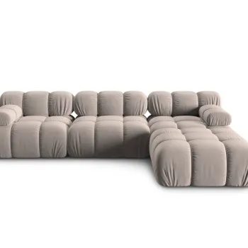 Canapea modulara 4 locuri, Bellis-51, Micadoni Home, 282x188x70 cm, catifea, cappuccino imagine