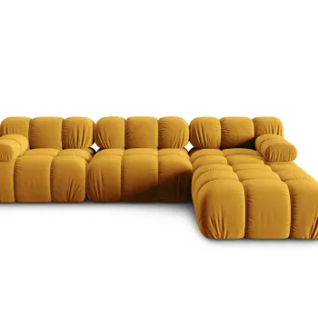 Canapea modulara 4 locuri, Bellis-51, Micadoni Home, 282x188x70 cm, catifea, galben imagine