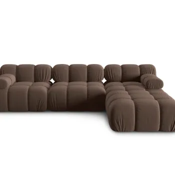 Canapea modulara 4 locuri, Bellis-51, Micadoni Home, 282x188x70 cm, catifea, maro inchis imagine