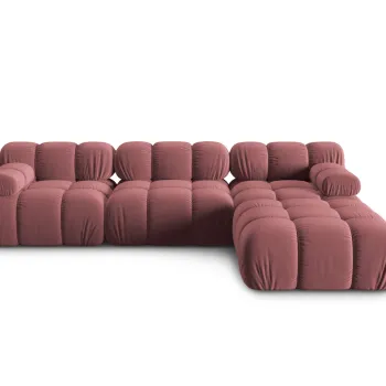 Canapea modulara 4 locuri, Bellis-51, Micadoni Home, 282x188x70 cm, catifea, roz imagine