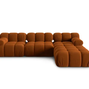 Canapea modulara 4 locuri, Bellis-51, Micadoni Home, 282x188x70 cm, catifea, teracota imagine