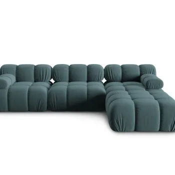 Canapea modulara 4 locuri, Bellis-51, Micadoni Home, 282x188x70 cm, catifea, turcoaz imagine