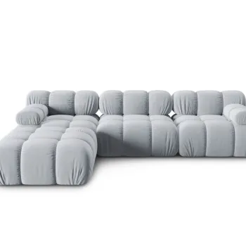 Canapea modulara 4 locuri, Bellis, Micadoni Home, BL, 282x188x63 cm, catifea, albastru deschis imagine