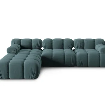 Canapea modulara 4 locuri, Bellis, Micadoni Home, BL, 282x188x63 cm, catifea, albastru petrol imagine