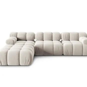 Canapea modulara 4 locuri, Bellis, Micadoni Home, BL, 282x188x63 cm, catifea, bej deschis imagine