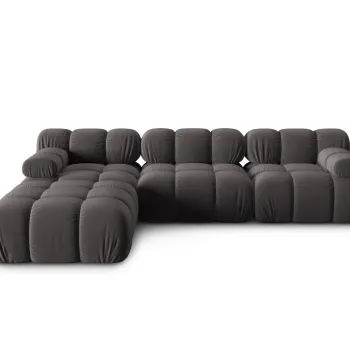 Canapea modulara 4 locuri, Bellis, Micadoni Home, BL, 282x188x63 cm, catifea, gri inchis imagine
