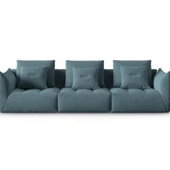 Canapea modulara 4 locuri, Bloom-184, Micadoni Home, 332x106x95 cm, catifea, albastru pastel imagine