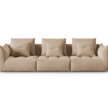 Canapea modulara 4 locuri, Bloom-184, Micadoni Home, 332x106x95 cm, catifea, bej sand imagine