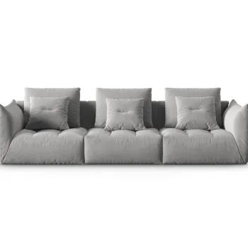 Canapea modulara 4 locuri, Bloom-184, Micadoni Home, 332x106x95 cm, catifea, gri imagine