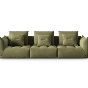 Canapea modulara 4 locuri, Bloom-184, Micadoni Home, 332x106x95 cm, catifea, verde deschis imagine