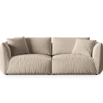 Canapea modulara 4 locuri, Chris-184, Micadoni Home, 260x100x80 cm, catifea, ecru imagine