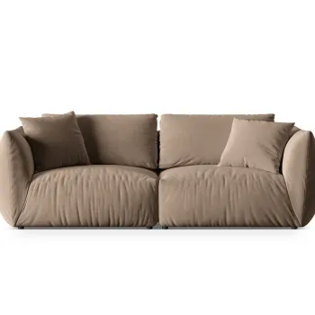 Canapea modulara 4 locuri, Chris-184, Micadoni Home, 260x100x80 cm, catifea, maro deschis imagine