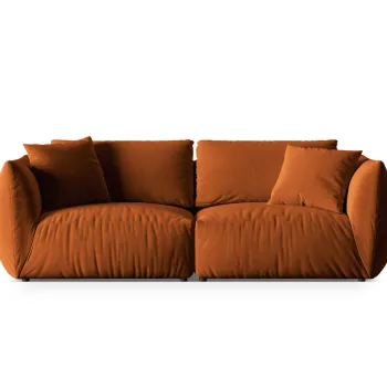 Canapea modulara 4 locuri, Chris-184, Micadoni Home, 260x100x80 cm, catifea, teracota imagine