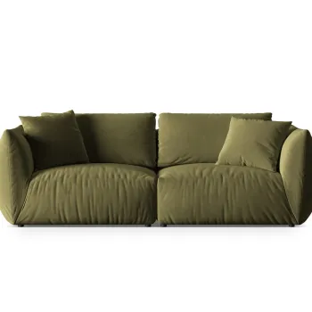 Canapea modulara 4 locuri, Chris-184, Micadoni Home, 260x100x80 cm, catifea, verde deschis imagine