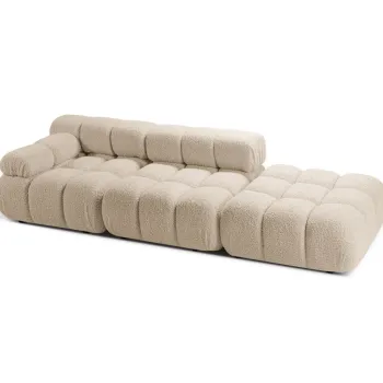 Canapea modulara 4 locuri cotiera dreapta, Bellis-213, Micadoni Home, 282x94x70 cm, tesatura boucle, bej deschis imagine